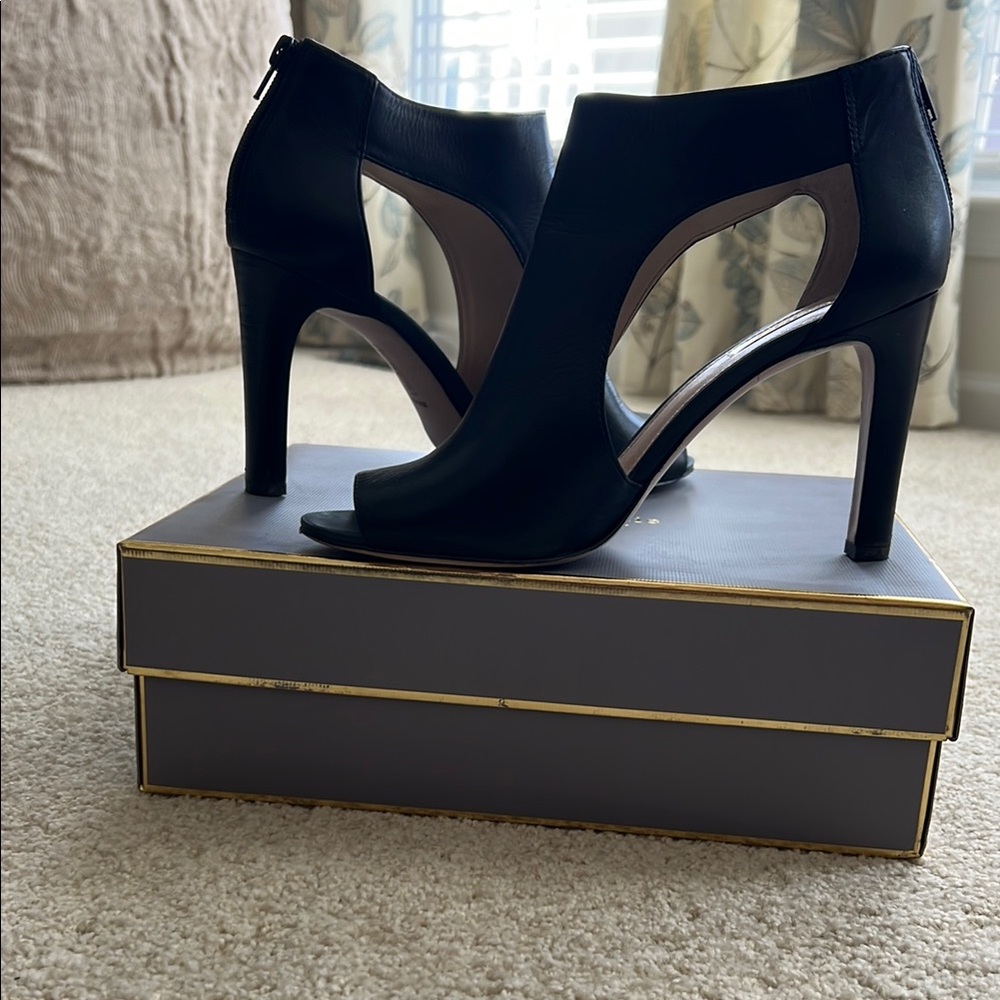 Sophisticated Black High Heel Booties with Peep-Toe